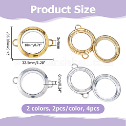 4 pz. 2 colori in acciaio inossidabile con connettori a maglie per medaglione galleggiante&nbsp;STAS-HS0001-40B