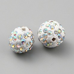 Handgemachte Fimo-Perlen Strass&nbsp;CLAY-WH0011-08L