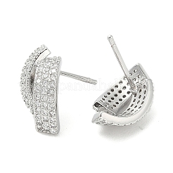 Pendientes de tuerca de circonita cúbica transparente con micro pavé de latón chapado en rack para mujer&nbsp;EJEW-M260-20P
