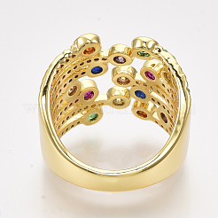 Micro ottone spianare anelli gemelli zirconi&nbsp;RJEW-S044-047