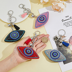 4 porte-clés en velours 4 couleurs avec strass et mauvais œil&nbsp;KEYC-DC0001-26