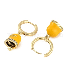Orecchini a cerchio da donna con campana in ottone e smalto&nbsp;EJEW-U015-25G-E