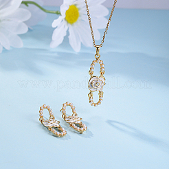 Ovales Schmuckset aus Kunststoffperlen mit Blumen&nbsp;YW1382-1