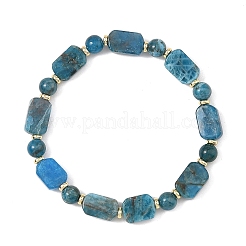 Bracelets extensibles en perles rectangulaires et rondes d'apatite naturelle&nbsp;BJEW-JB14493-01