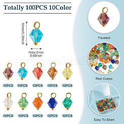 100 Stück 10-farbige galvanisierte Glasanhänger&nbsp;PALLOY-TAC0199