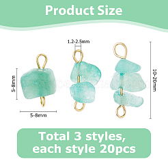 60 Stück 3 Stile natürliche grüne Aventurin Nuggets Verbinder Charms&nbsp;PALLOY-HS00001