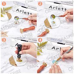 Birnbaumholzgriff und Wachssiegel-Stempelkopf-Sets aus Messing&nbsp;AJEW-CP0002-49