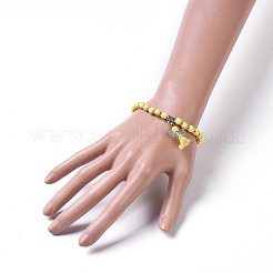 Gefärbte synthetische türkisfarbene Perlen dehnen Armbänder&nbsp;BJEW-JB04222-05