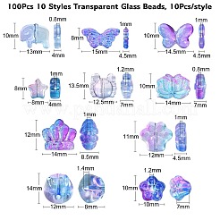 Perle di vetro trasparente 100 pz 10 stili&nbsp;GLAA-CJ0001-96