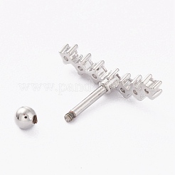 Messing-Ohrringe aus Mikropavé mit klaren Zirkonia-Barbell-Knorpeln&nbsp;AJEW-P017-09P