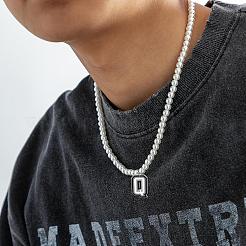 Colliers avec pendentif initial en PVC et perles rondes en plastique pour femmes et hommes&nbsp;FS-WGA2226-27