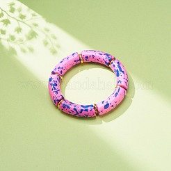 Braccialetto elastico con perline in tubo curvo acrilico&nbsp;BJEW-JB08442
