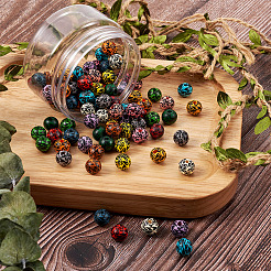 120pcs 15 couleurs de perles en bois naturel peintes&nbsp;WOOD-TA0001-66