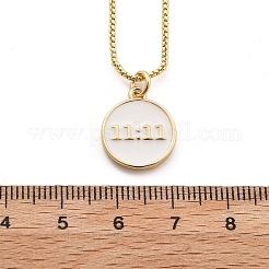 Colliers pendentifs en laiton émaillé avec placage en rack numéro 11:11&nbsp;NJEW-NH0001-05G