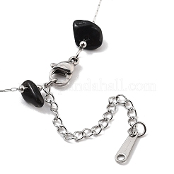 Gliederkettenhalsketten aus natürlichem Obsidiannugget&nbsp;NJEW-H041-06P-04
