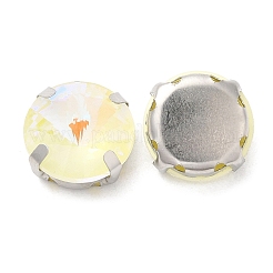 Moka fluorescent(mi) plat rond coudre sur strass&nbsp;GGLA-M006-02A-P04