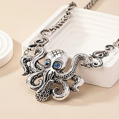 Collares colgantes de rhinestone de indicolita de aleación de pulpo bohemio&nbsp;FS-WG0239D-02