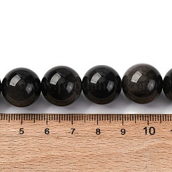 Natürliche silberglänzende Obsidian-Perlenstränge&nbsp;G-F808-C01-16mm