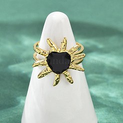 Herz Sonne 304 Edelstahl Emaille Fingerringe für Frauen&nbsp;RJEW-G355-08G