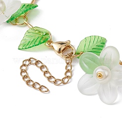 Braccialetti con ciondoli con fiori in acrilico e perle di vetro&nbsp;BJEW-JB10054