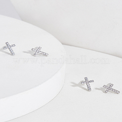 2 Paar Ohrstecker aus Messing mit Mikropflaster und klaren Zirkonia für Damen&nbsp;EJEW-LP0001-57P