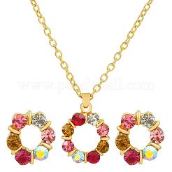 Ring Legierung Strass Anhänger Halskette & Ohrstecker Sets&nbsp;WG4EA96-02