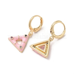 Boucles d'oreilles triangle en laiton plaqué or véritable 18 carats&nbsp;EJEW-L268-030G-01