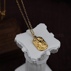 Colliers rectangulaires texturés en acier inoxydable 304 avec pendentif étoile pour femmes&nbsp;WGF8010-01