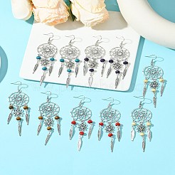 Alliage plumes pendentif boucles d'oreilles&nbsp;EJEW-FS00028