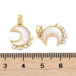 Natürliche weiße Muschel Mond Anhänger&nbsp;KK-U043-23G-02