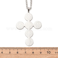Colliers à pendentif croix de Saint Benoît en acier inoxydable 304&nbsp;NJEW-Z119-02P