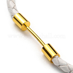 Bracciale a maglie con barra a colonna in ottone con cordini in cuoio&nbsp;BJEW-G675-05G-07