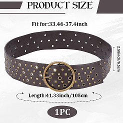 Cinture larghe in pelle PU con rivetti in lega di bronzo antico&nbsp;AJEW-WH20098-074B-02