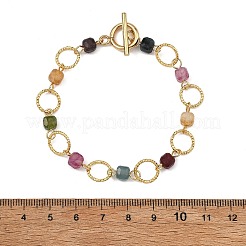 Armbänder aus natürlichem Turmalin und Messing mit offenen Biegeringen für Damen&nbsp;BJEW-JB14116-01
