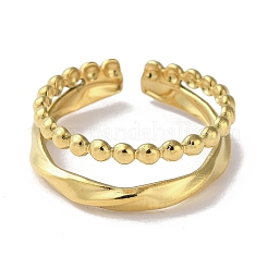 Anello polsino aperto a doppia linea in acciaio inossidabile 304&nbsp;RJEW-H215-04G