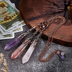 3 stücke kegel natürliche rose quarz & amethyst & malaysia jade & kirsche quarz glas wünschelrutenpendel&nbsp;PALLOY-MA00007