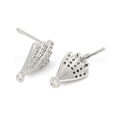 Accessoires de clous d'oreilles en laiton avec micro pavé zircone cubique&nbsp;KK-Z094-13P