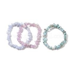 Chips natürliche Larimar & blaue Spitze Achat & Kunzit Perlen Stretch Armbänder Sets&nbsp;X-BJEW-JB05332-01