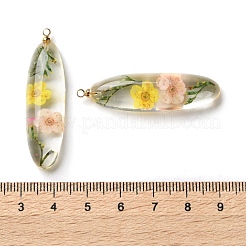 Pendentifs en résine transparente avec fleurs séchées à l'intérieur&nbsp;LS-RESI-A043-01B