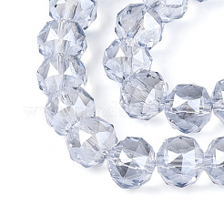 Perles rondes en verre transparent électroplaqué&nbsp;EGLA-T029-8mm-12T-07