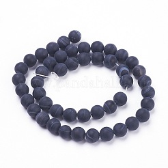 Natürliche schwarze gestreifte Achat- / Bandagatperlenstränge&nbsp;LS-G-F520-50-8mm
