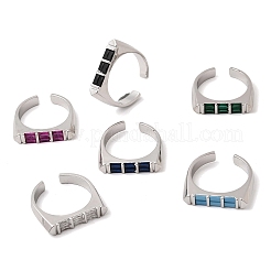 Bagues ouvertes en laiton avec micro pavé de zircones cubiques pour femmes&nbsp;RJEW-L343-02P