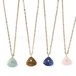 Collier pendentif en forme de coquillage sculpté dans une pierre naturelle mélangée&nbsp;NJEW-JN06586