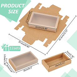 Faltbare Papierschubladenboxen mit durchsichtiger Kunststoffabdeckung&nbsp;LS-CON-WH0095-68A-05