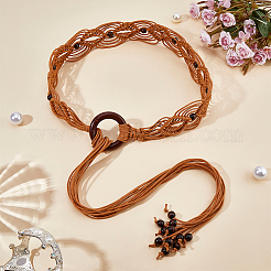 1 ceinture en cuir PU avec cordon tressé et nœud à pompon&nbsp;AJEW-CP0012-06B