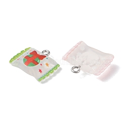 24 pièces 6 couleurs thème de noël transparent résine imitation pendentifs alimentaires&nbsp;RESI-FS0001-42