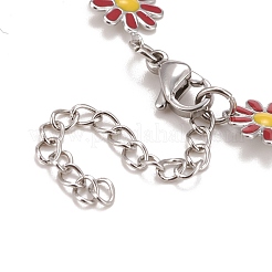 Gänseblümchen-Gliederkette aus Emaille&nbsp;NJEW-P220-01P-02