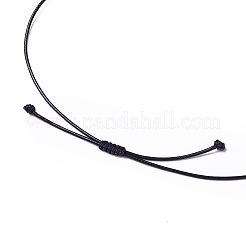 Collana regolabile con ciondolo a doppio corno con gemme miste naturali e sintetiche con cordino in cera per donna&nbsp;NJEW-B086-01