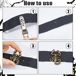16 sachet de scorpion en alliage avec rivets décoratifs en fer&nbsp;BUTT-FH0001-035B
