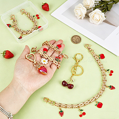 3 pendentif en alliage émaillé rouge de style fraise cerise&nbsp;AJEW-PH0007-66
